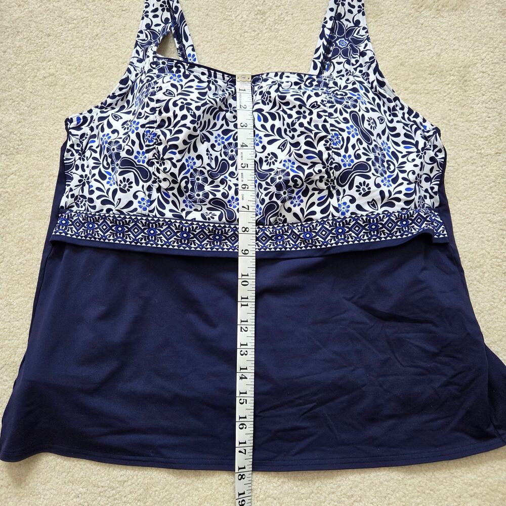 NWT Lands' End 18W Tankini Swim Top Underwire Square Neck Blue Floral - Picture 12 of 15